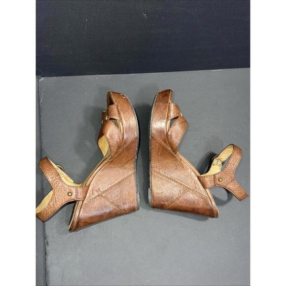 Frye Corrina Campus Platform Brown Leather Y2K Boho Hippie Wedge Heel Sandals 8 - Picture 10 of 15